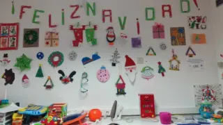 La decoración que han hecho los voluntarios de Aspanoa en Oncopediatría.