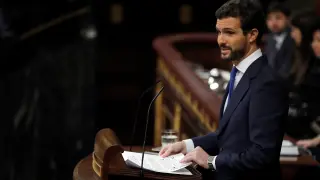 Pablo Casado, en la segunda sesión de investidura de Pedro Sánchez