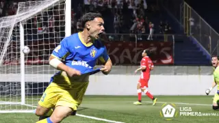 Imagen de Pablo Gállego durante la celebración de un gol con el Managua FC