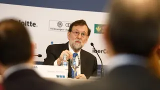 El expresidente del Gobierno, Mariano Rajoy, en Zaragoza.