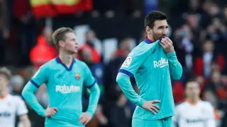 Messi, contrariado tras perder el Barça ante el Valencia