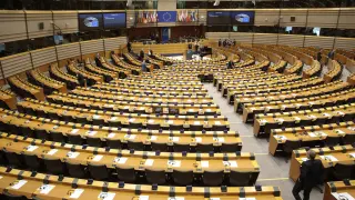 Vista del salón de plenos del Parlamento Europeo en Bruselas.