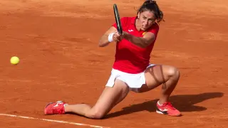 La tenista española Sara Sorribes en su duelo contra Naomi Osaka.