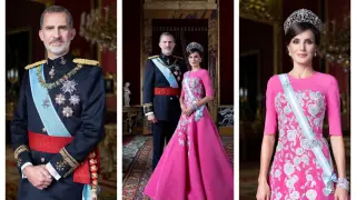 Nuevo retrato oficial de los Reyes, de gala, realizado recientemente en el Palacio Real