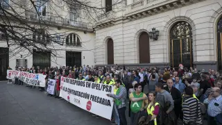 Concentración de protesta el pasado año de trabajadores de Opel PSA.