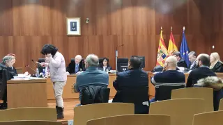 Los cuatro acusados, durante el juicio celebrado en la Audiencia Provincial de Zaragoza.