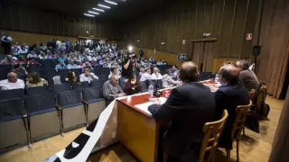 Asamblea de trabajadores de Ibercaja en el anterior expediente de 2017.