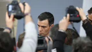 Pedro Sánchez, ante los medios este martes