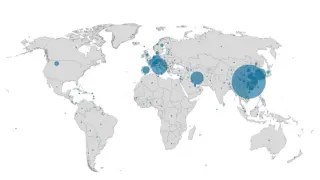 Mapa con los países contagiados por coronavirus