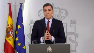 Pedro Sánchez, durante su rueda de prensa.