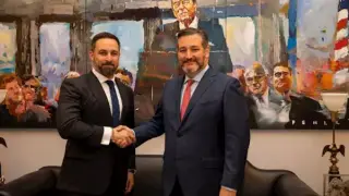 Santiago Abascal en su reunión con Ted Cruz.
