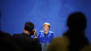 Press conference of German Chancellor Merkel following a videoconference of the Heads of State and Government of the European Union on the coronavirus crisis