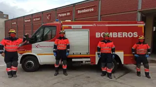 Los bomberos del parque de Alcañiz de la Diputación de Teruel