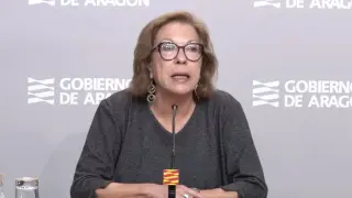 Pilar Ventura, consejera de Sanidad, durante la rueda de prensa.