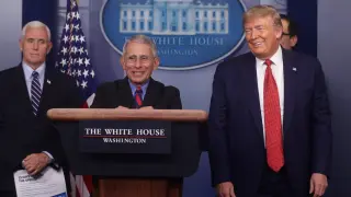 Dr. Anthony Fauci addresses daily coronavirus briefing with President Trump at the White House in Washington