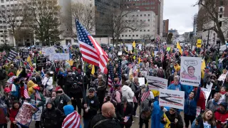 Protesta en Michigan contra el confinamiento.