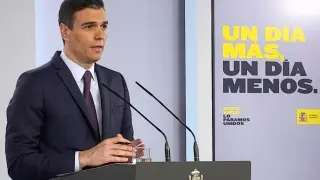 Pedro Sánchez, durante su rueda de prensa de este sábado.