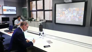 Lambán, en la rueda de prensa de presidentes autonómicos con Sánchez