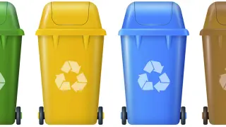 Los colores de los contenedores de reciclaje representan lo que se debe depositar en cada uno de ellos.