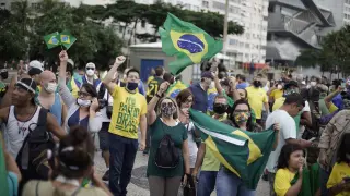 Protesta a favor del presidente Bolsonaro, en Río de Janeiro