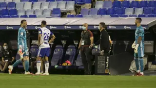 Cristian Álvarez se marcha expulsado y Ratón se prepara para sustituir a Suárez en el encuentro del sábado en La Romareda.