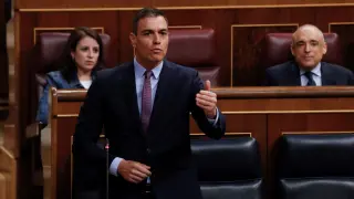 Pedro Sánchez este miércoles en la sesión de control al Gobierno en el Congreso.