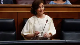 Carmen Calvo, en la sesión de control al Gobierno