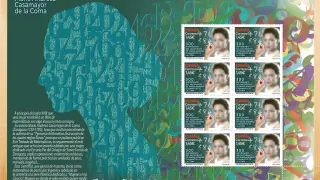 Pliego Premium dedicado a la mujer en la ciencia con los sellos de la matemática zaragozana María Andresa Casamayor de la Coma
