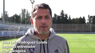 El segundo entrenador del Real Zaragoza, José Luis Rodríguez Loreto, analiza la situación actual del equipo y el partido que jugarán Real Zaragoza y SD Huesca este lunes.