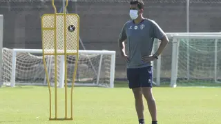 Míchel Sánchez, durante un entrenamiento de esta semana.
