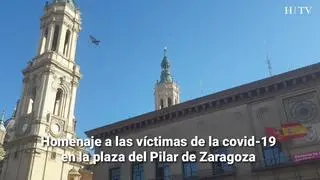 Homenaje a las víctimas de la covid-19 en la plaza del Pilar de Zaragoza