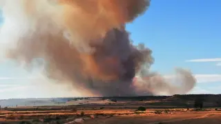La humareda provocado por el fuego puede verse a varios kilómetros de distancia.