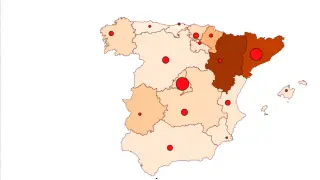 Mapa de los casos de coronavirus en España: brotes activos