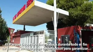 El Parque Deportivo Ebro está recibiendo todo el fin de semana trabajos de desinfección para garantizar la seguridad en la vuelta del resto de jóvenes.