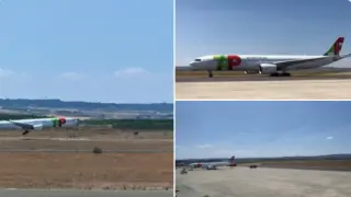 Avión de carga de TAP en el Aeropuerto de Zaragoza.