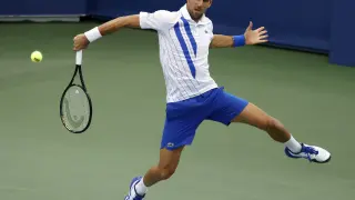El serbio Novak Djokovic , en acción en la final de Cincinnati