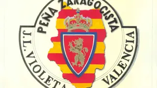 Escudo logotipo de la Peña Zaragocista 'José Luis Violeta' de Valencia, una de las pioneras de la Federación peñista blanquilla desde 1993.