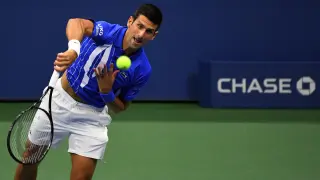 Novak Djokovic en un partido este lunes en Estados Unidos.