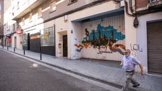 La sede de la peña L’Albarda, como las del resto de Zaragoza, permanece cerrada.