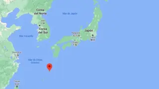 Zona donde se produjo el naufragio, junto a la isla de Amami Oshima