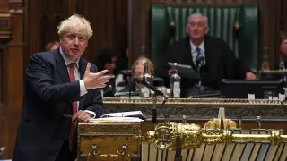 El primer ministro británico, Boris Johnson, en una comparecencia en el Parlamento el pasado 2 de septiembre en Londres.