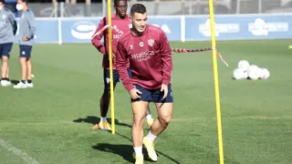 Borja García, durante el entrenamiento de este martes.