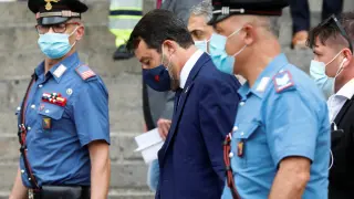 Salvini, a su llegada a los juzgados
