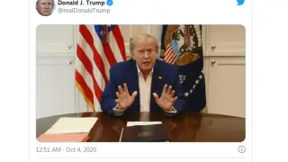 Donald Trump, en un vídeo publicado esta madrugada en su cuenta de Twitter.