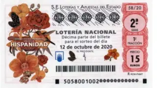 Sorteo Extraordinario Día de la Hispanidad del 12 de octubre de 2020 de la Lotería Nacional
