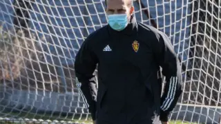 Rubén Baraja, este viernes en el inicio del entrenamiento del equipo.