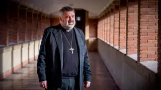 Carlos Escribano, arzobispo electo de Zaragoza, en las dependencias del seminario de Logroño.