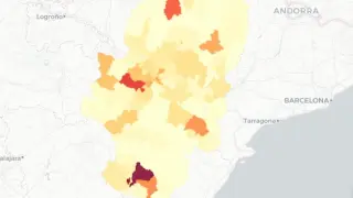 Mapa actualizado de los contagios en Aragón