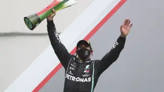 Hamilton tras su victoria en Portugal.