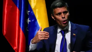 Venezuelan opposition politician Leopoldo Lopez holds a news conference in Madrid
